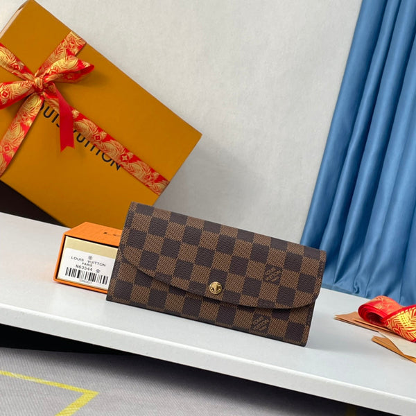 LV N63544 Emilie Wallet Brown Red Monogram Canvas 221666