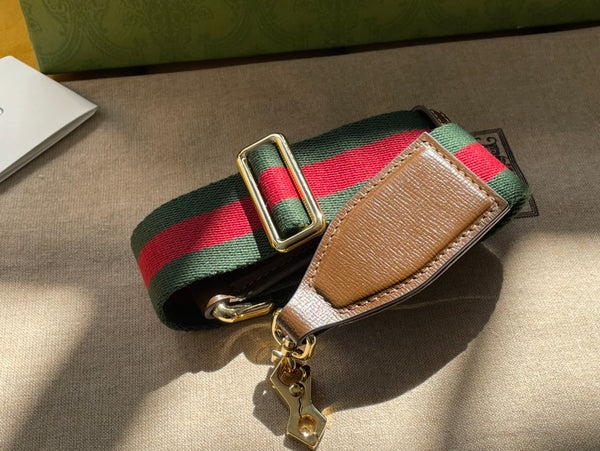 BORSA GG 12 HORSEBIT 1955 SUPER MINI IN TELA BEIGE E PELLE DI VITELLO EBANO