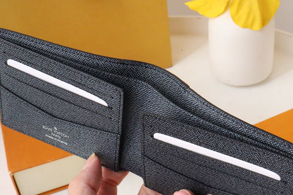 LV Logo Slender Wallet Black Blue Monogram Canvas 182771