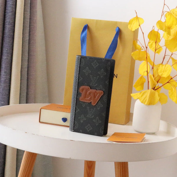 Portafoglio LV Logo Brazza in tela floreale monogramma verde scuro 182774