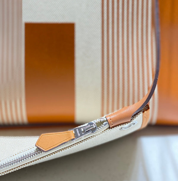 Herbag 31 Toile White Gold Canvas Gold Cowhide Leather