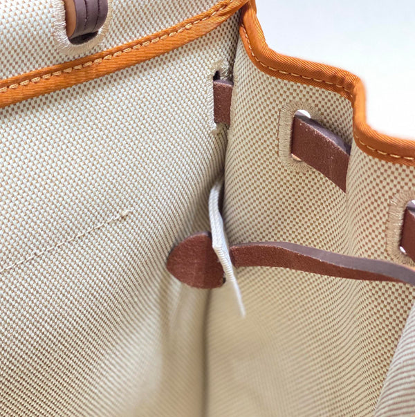 Herbag 31 Toile White Canvas Gold Cowhide Leather