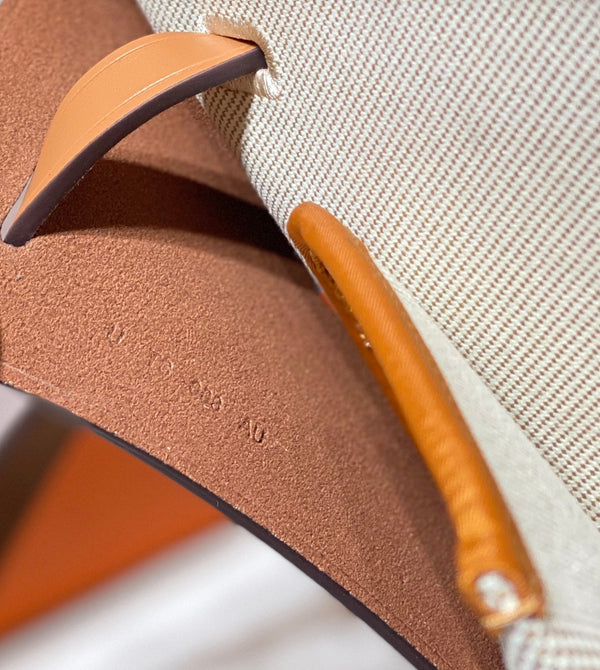 Herbag 31 Toile White Canvas Gold Cowhide Leather