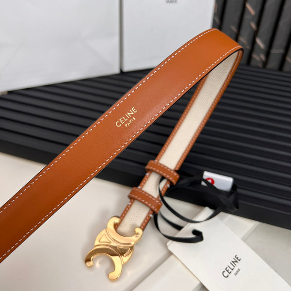 Cintura CEL Triomphe da 25 mm in tela Taurillon marrone bianco 176292