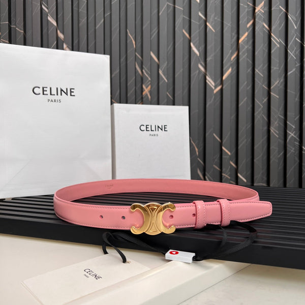 CEL 25mm Medium Triomphe Belt in Taurillon Pink Leather 176286