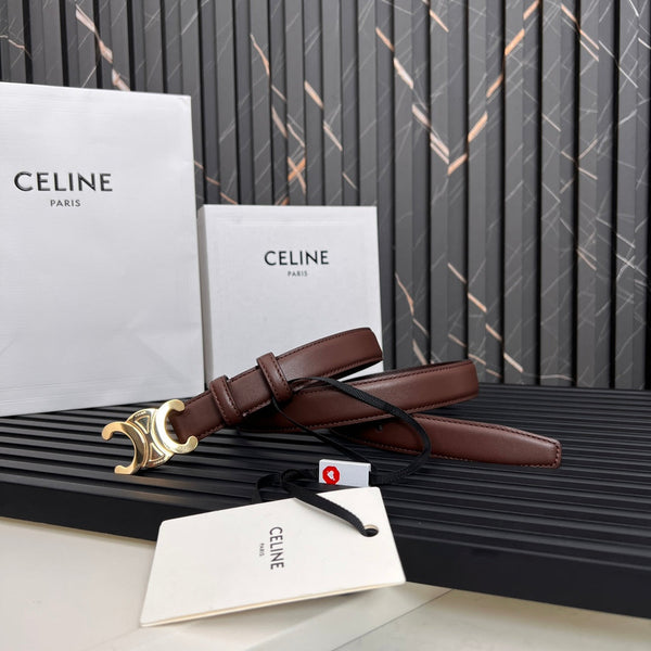 Cintura CEL Triomphe media da 25 mm in pelle Taurillon color castagna 176287