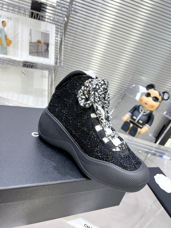 CC CANO ALTO SNEAKER IN BLACK TWEED AND RUBBER