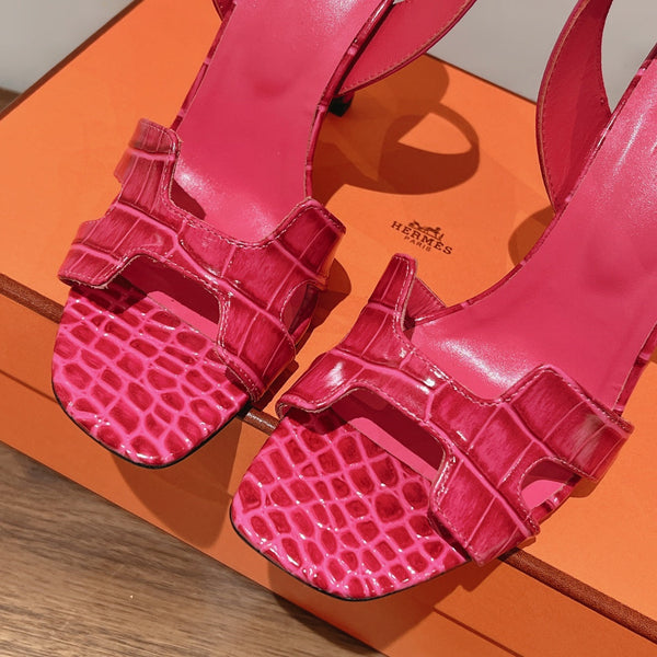 SLINGBACK ETERNITE 105 PELLE DI AGNELLO ROSA E PELLE DI COCCODRILLO