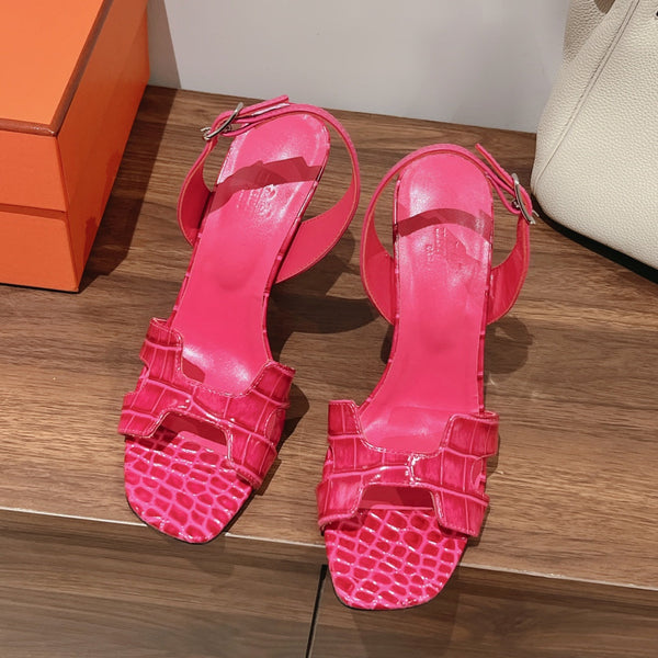 SLINGBACK ETERNITE 105 PELLE DI AGNELLO ROSA E PELLE DI COCCODRILLO