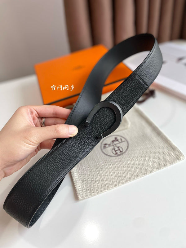 LUCK BELT BUCKLE & REVERSIBLE BLACK LEATHER STRAP 38MM BLACK HARDWARE