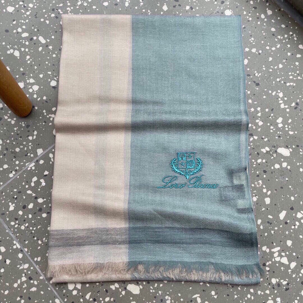 LP Quadrata Rainbow Scarf 200 CM In Beige Mix Turquoise Cashmere Silk 670020
