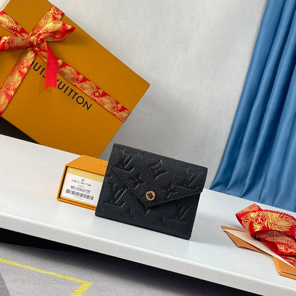 LV M64060 Victorine Wallet Black Monogram Empreinte Leather 221681