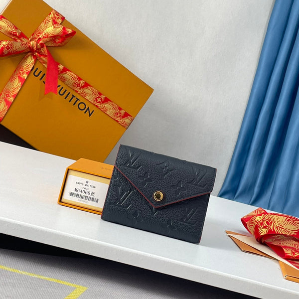 LV M64060 Victorine Wallet Blue Red Monogram Empreinte Leather 221683