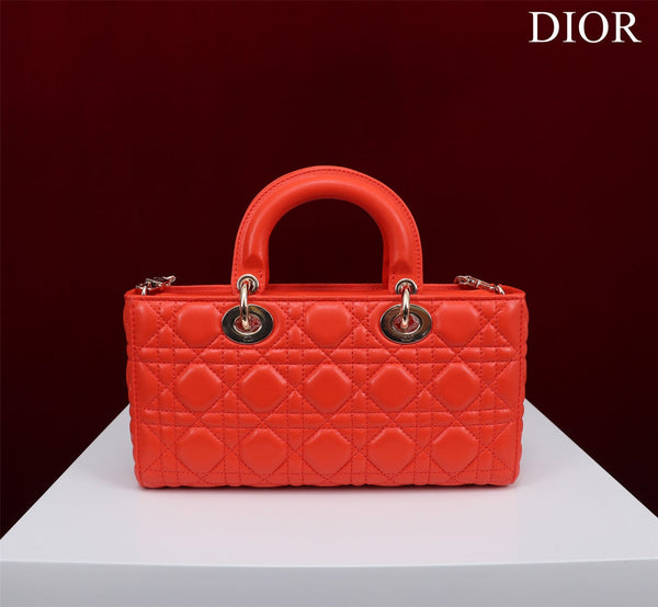 medium lady d-joy 26 red lambskin