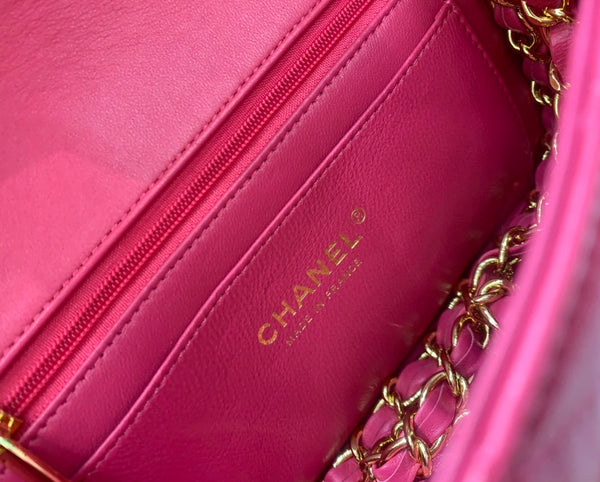 flap bag mini 20cm ruby red lambskin gold hardware