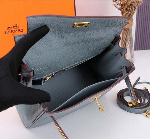 HM KELLY BAG 25 TEMPERED GRAY TOGO GOLD HARDWARE