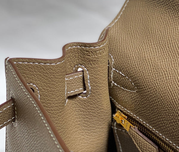 Hermes Kelly 25 Bag Etoupe Gold Epsom Leather 249823
