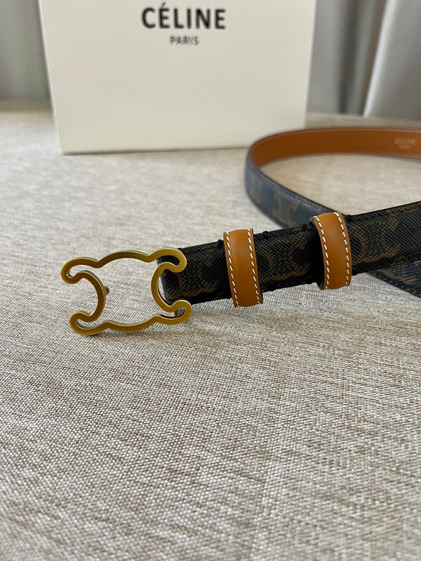 CL logo Cut-out Belt 25mm Black Tan Triomphe Canvas Ghw