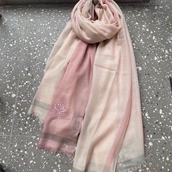 Sciarpa LP Quadrata Rainbow 200 CM in misto beige e rosa chiaro, cashmere e seta 670019