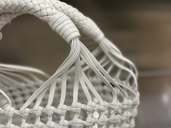 BORSA CAVALLINO 23 IN PELLE DI AGNELLO BIANCA