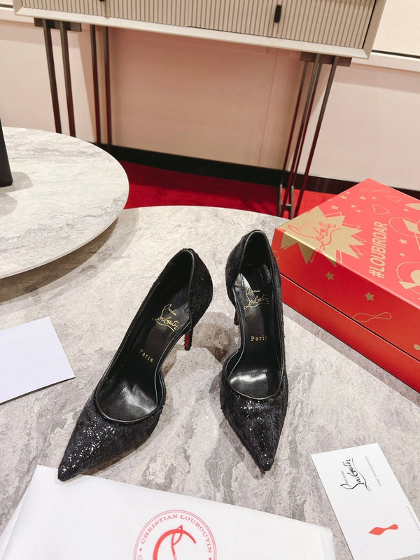 CL Iriza Pumps 100mm Velvet Papillon Black