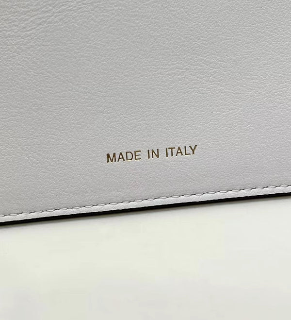 FENDI PEEKABOO 33 BAG IN WHITE CALFSKIN WITH STRAP GOLD HARDWARE