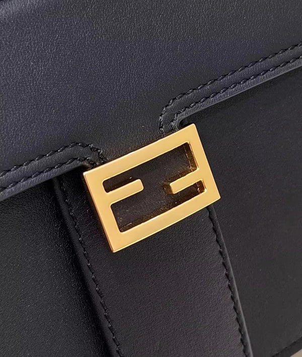 FENDI PEEKABOO MINI 23 BAG IN BLACK CALFSKIN WITH GOLD HARDWARE