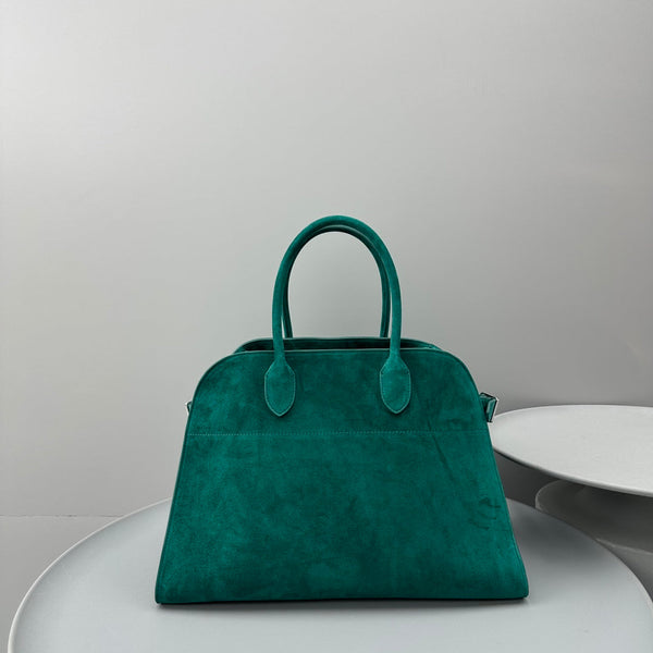 The Row Margaux 15 38cm Tote Bag Teal Blue Suede