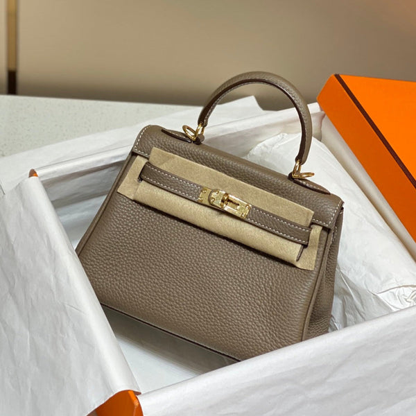 HM Mini Kelly 20cm Elephant Gray Togo Leather Gold Hardware