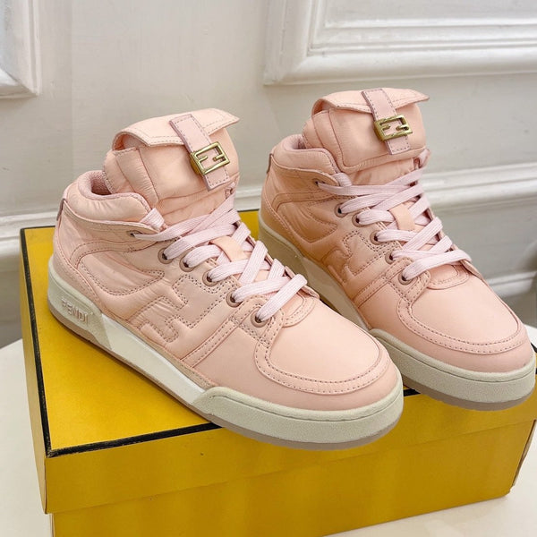 STIVALI DA SNEAKER CON LOGO FENDI IN PELLE DI AGNELLO ROSA CHIARO