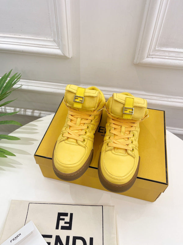 STIVALI DA SNEAKER CON LOGO FENDI IN PELLE DI AGNELLO GIALLO MAIS
