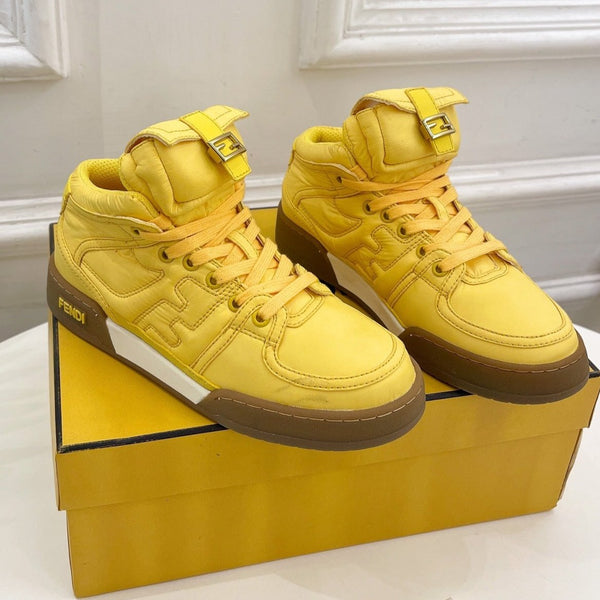 STIVALI DA SNEAKER CON LOGO FENDI IN PELLE DI AGNELLO GIALLO MAIS