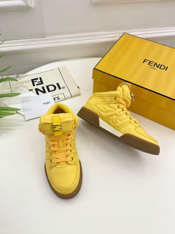 STIVALI DA SNEAKER CON LOGO FENDI IN PELLE DI AGNELLO GIALLO MAIS