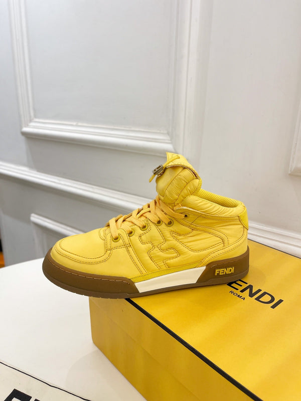 STIVALI DA SNEAKER CON LOGO FENDI IN PELLE DI AGNELLO GIALLO MAIS