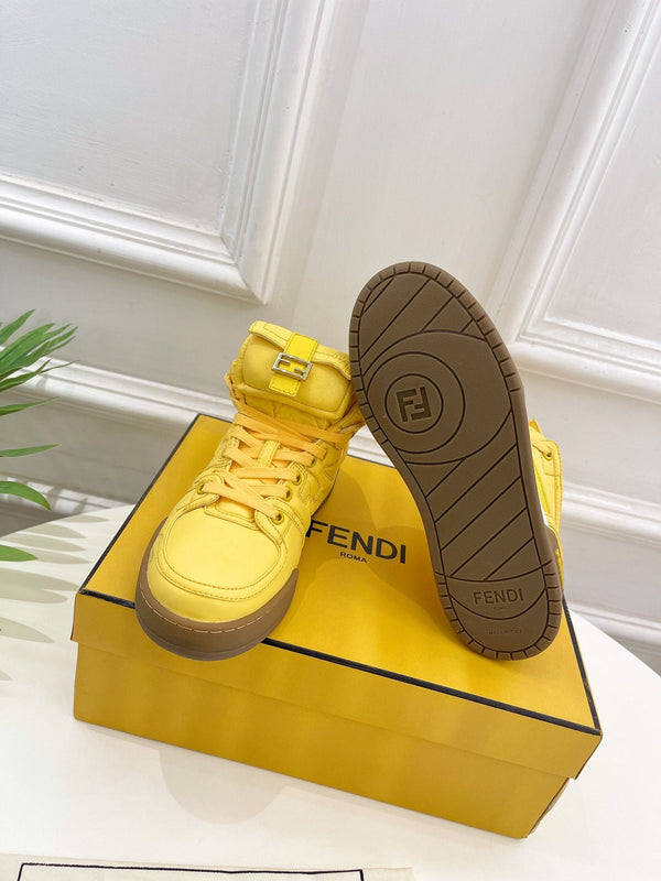 STIVALI DA SNEAKER CON LOGO FENDI IN PELLE DI AGNELLO GIALLO MAIS