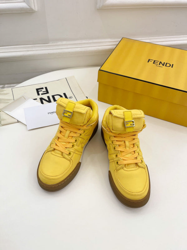 STIVALI DA SNEAKER CON LOGO FENDI IN PELLE DI AGNELLO GIALLO MAIS