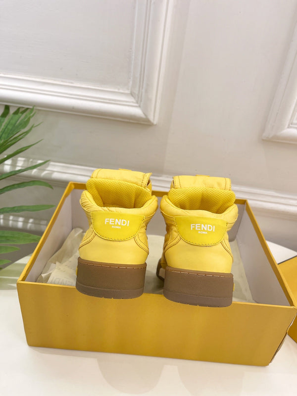 STIVALI DA SNEAKER CON LOGO FENDI IN PELLE DI AGNELLO GIALLO MAIS