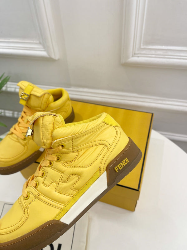 STIVALI DA SNEAKER CON LOGO FENDI IN PELLE DI AGNELLO GIALLO MAIS