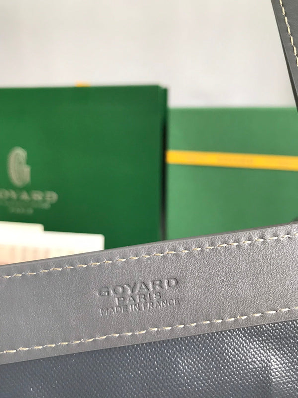 BELLECHASSE BIAUDE PM BAG 36 IN GRAY GOYARDINE CANVAS AND CALFSKIN TRIM