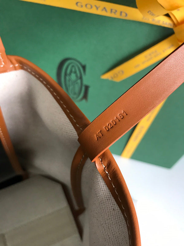 BELLECHASSE BIAUDE PM BAG 36 IN BLACK GOYARDINE CANVAS AND TAN CALFSKIN TRIM