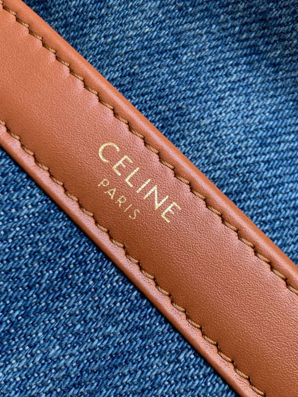 DENIM LEATHER 24 CHAIN SHOUDER BAG