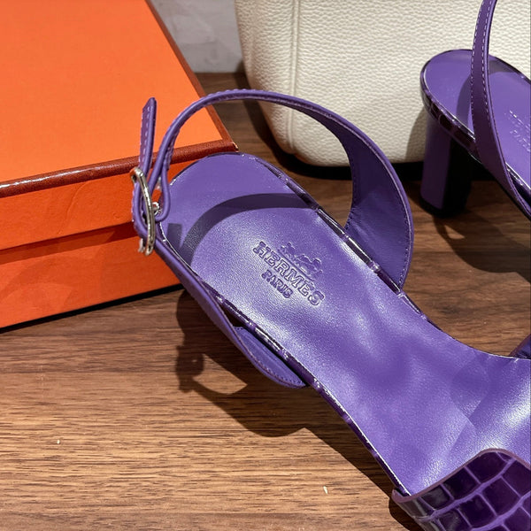 SLINGBACK ETERNITE 75 VIOLA IN PELLE DI AGNELLO E COCCODRILLO