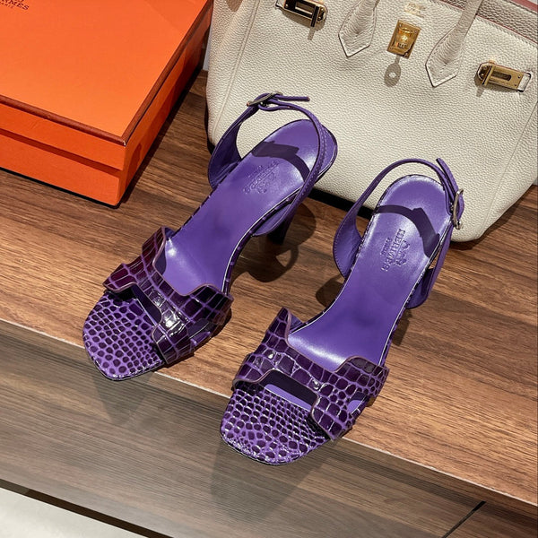 SLINGBACK ETERNITE 105 VIOLA IN PELLE DI AGNELLO E COCCODRILLO