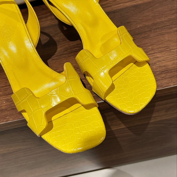 SLINGBACK ETERNITE 75 GIALLO IN PELLE DI AGNELLO E COCCODRILLO
