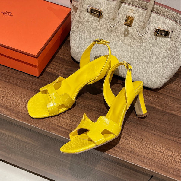 SLINGBACK ETERNITE 75 GIALLO IN PELLE DI AGNELLO E COCCODRILLO