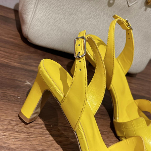 SLINGBACK ETERNITE 75 GIALLO IN PELLE DI AGNELLO E COCCODRILLO