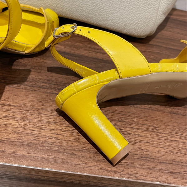 SLINGBACK ETERNITE 75 GIALLO IN PELLE DI AGNELLO E COCCODRILLO