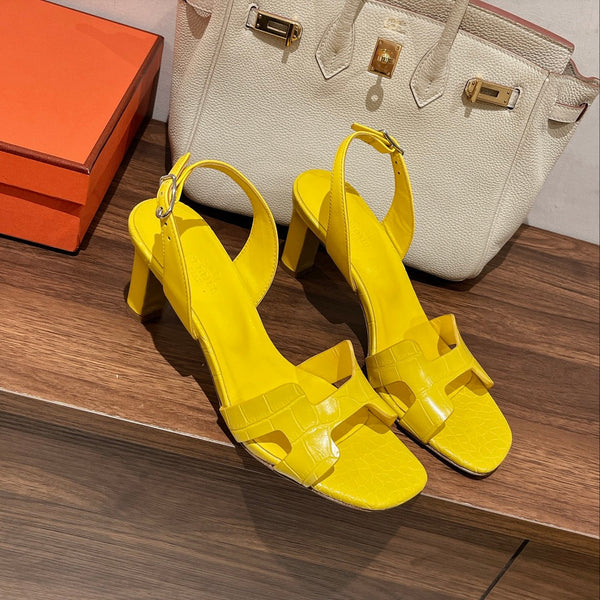 SLINGBACK ETERNITE 75 GIALLO IN PELLE DI AGNELLO E COCCODRILLO