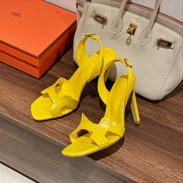 SLINGBACK ETERNITE 105 GIALLO IN PELLE DI AGNELLO E COCCODRILLO