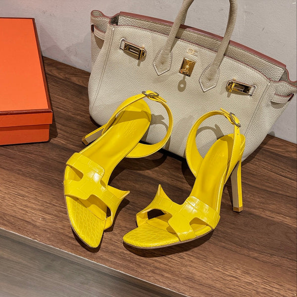 SLINGBACK ETERNITE 105 GIALLO IN PELLE DI AGNELLO E COCCODRILLO